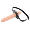 Dildo gag dwustronny z uprzężą — uprząż z jasną wkładką