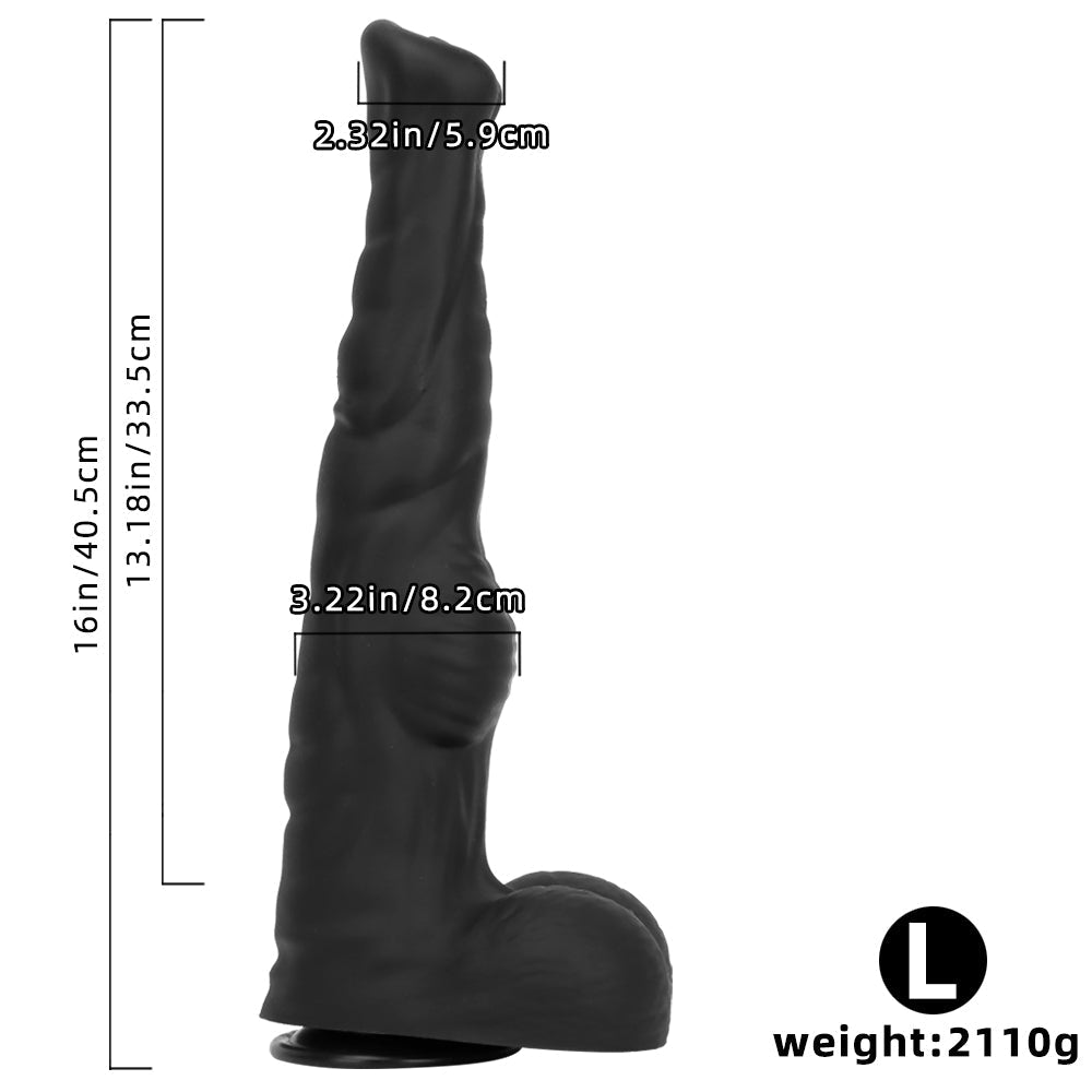 Wymiary horse dildo L: 40,5 cm długości i do 8,2 cm średnicy