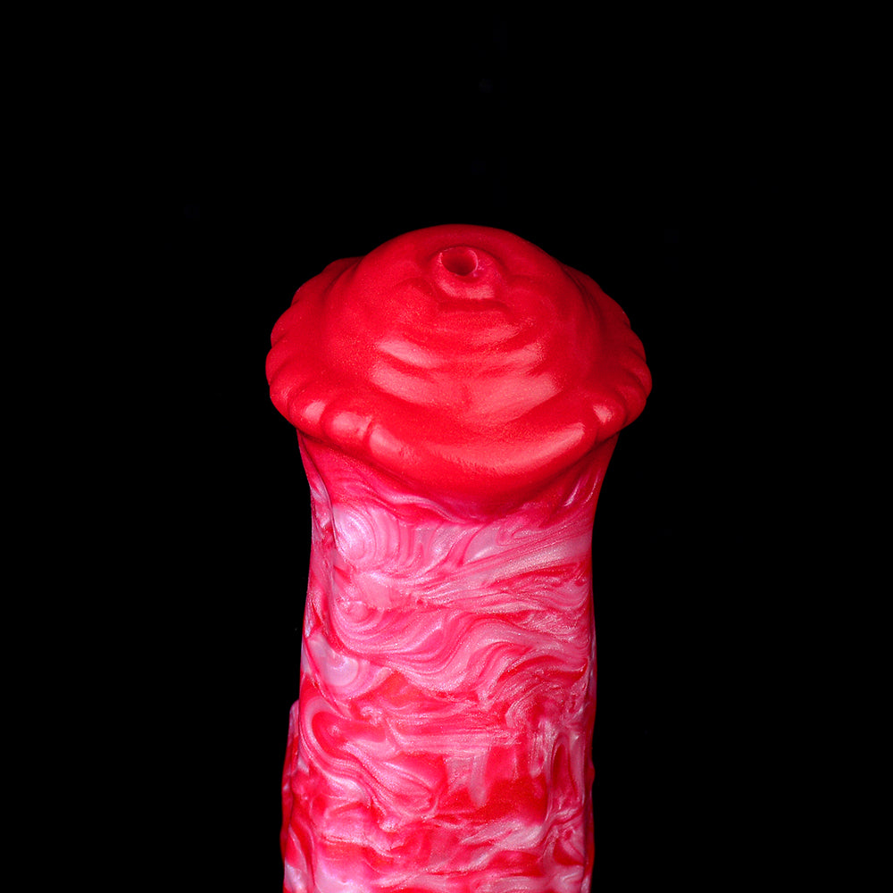 Zbliżenie fantazyjnej końcówki horse dildo