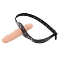 Dildo gag dwustronny z uprzężą — widok z drugiej strony