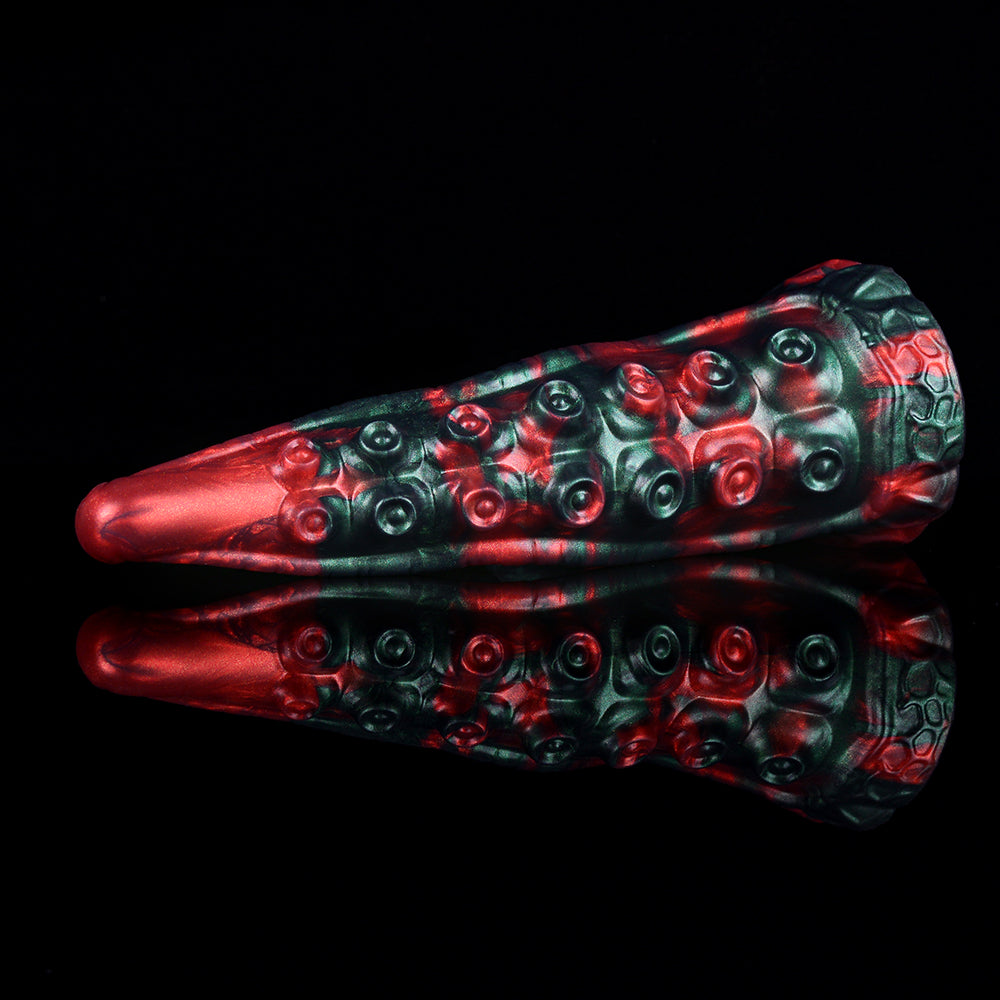 Czerwono-zielone tentacle dildo z dwoma ramionami