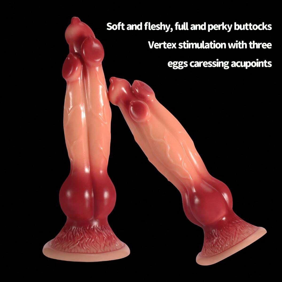 Monster dildo z trzema głowicami — widok pionowy