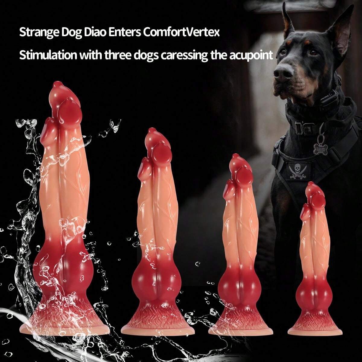 Monster dildo z trzema głowicami — widok tylnej części produktu