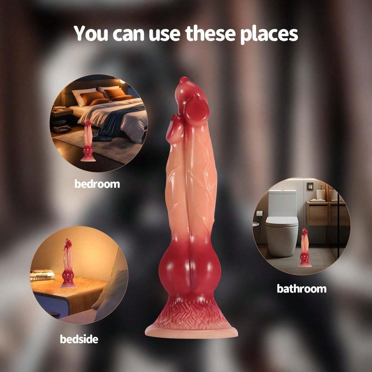 Monster dildo z trzema głowicami — schemat wymiarów wariantu S