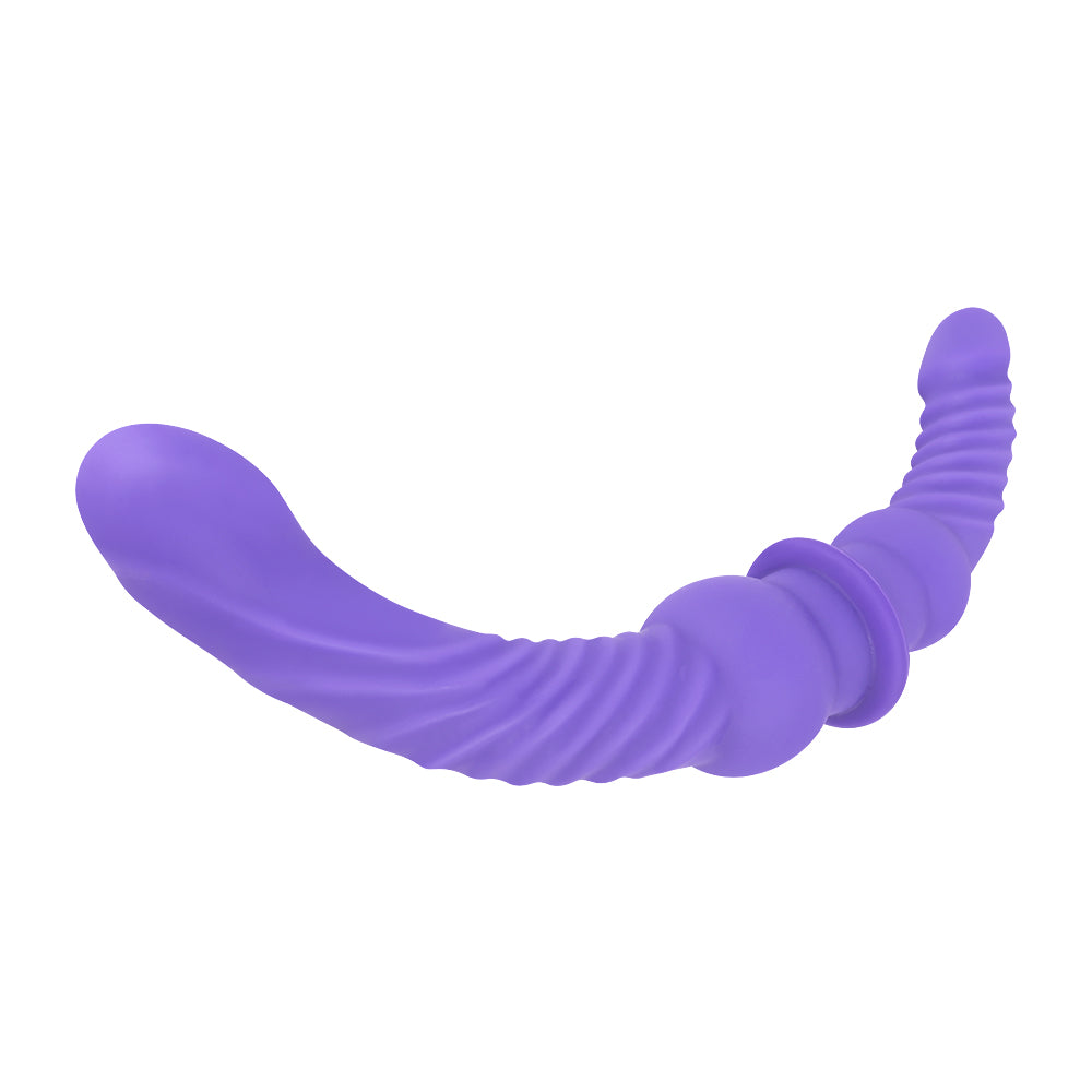 Fioletowe i brązowe podwójne dildo zakrzywione