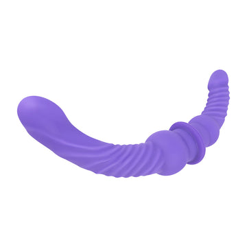 Fioletowe i brązowe podwójne dildo zakrzywione