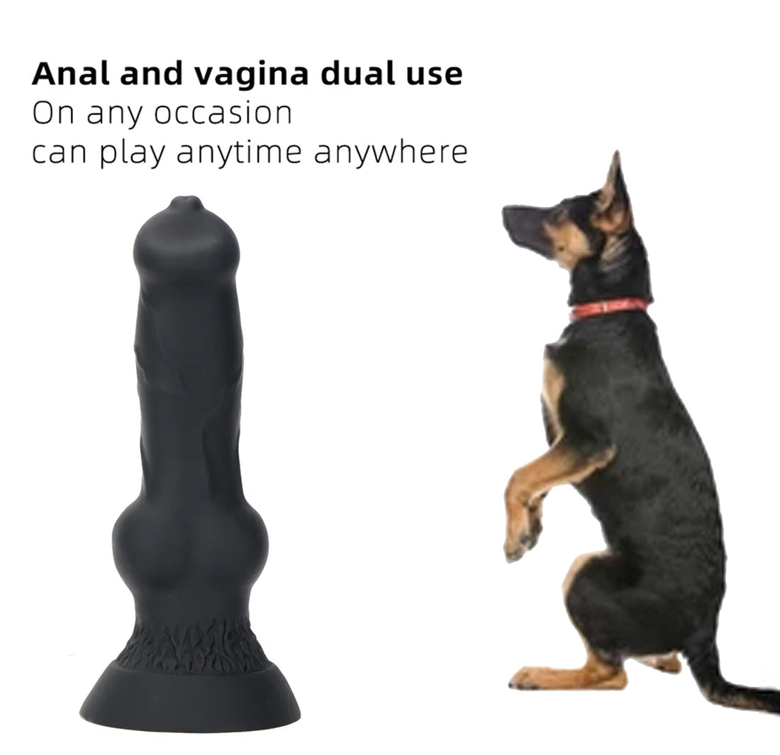 Czarne dog dildo z przyssawką — zestaw rozmiarów dog dildo