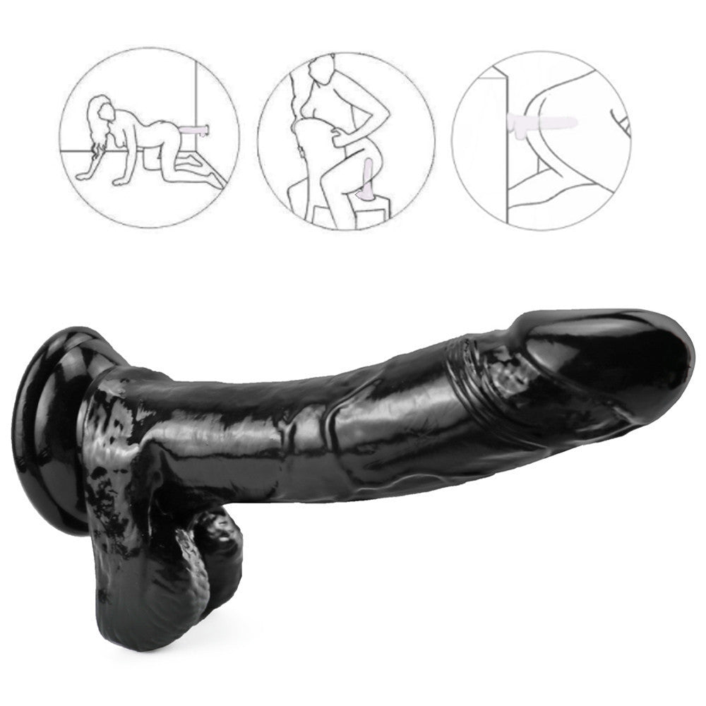 Boczne ujęcie zakrzywionego czarnego dildo