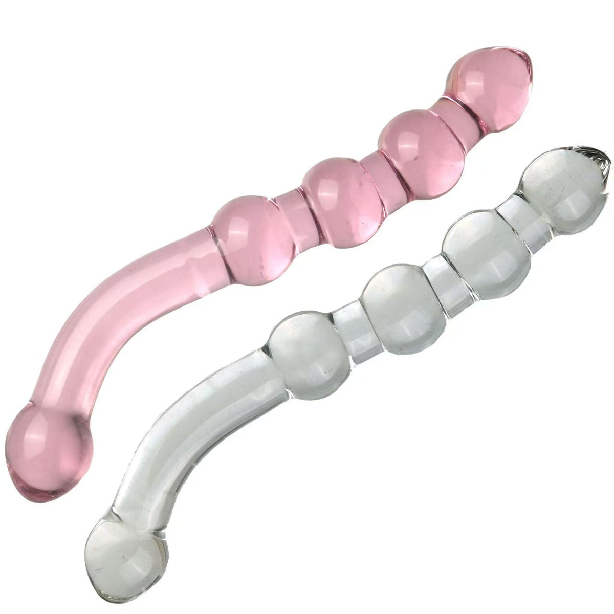 Niebieski wariant szklanego dildo z koralikami