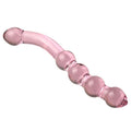 Szklane dildo z koralikami w wariancie różowym