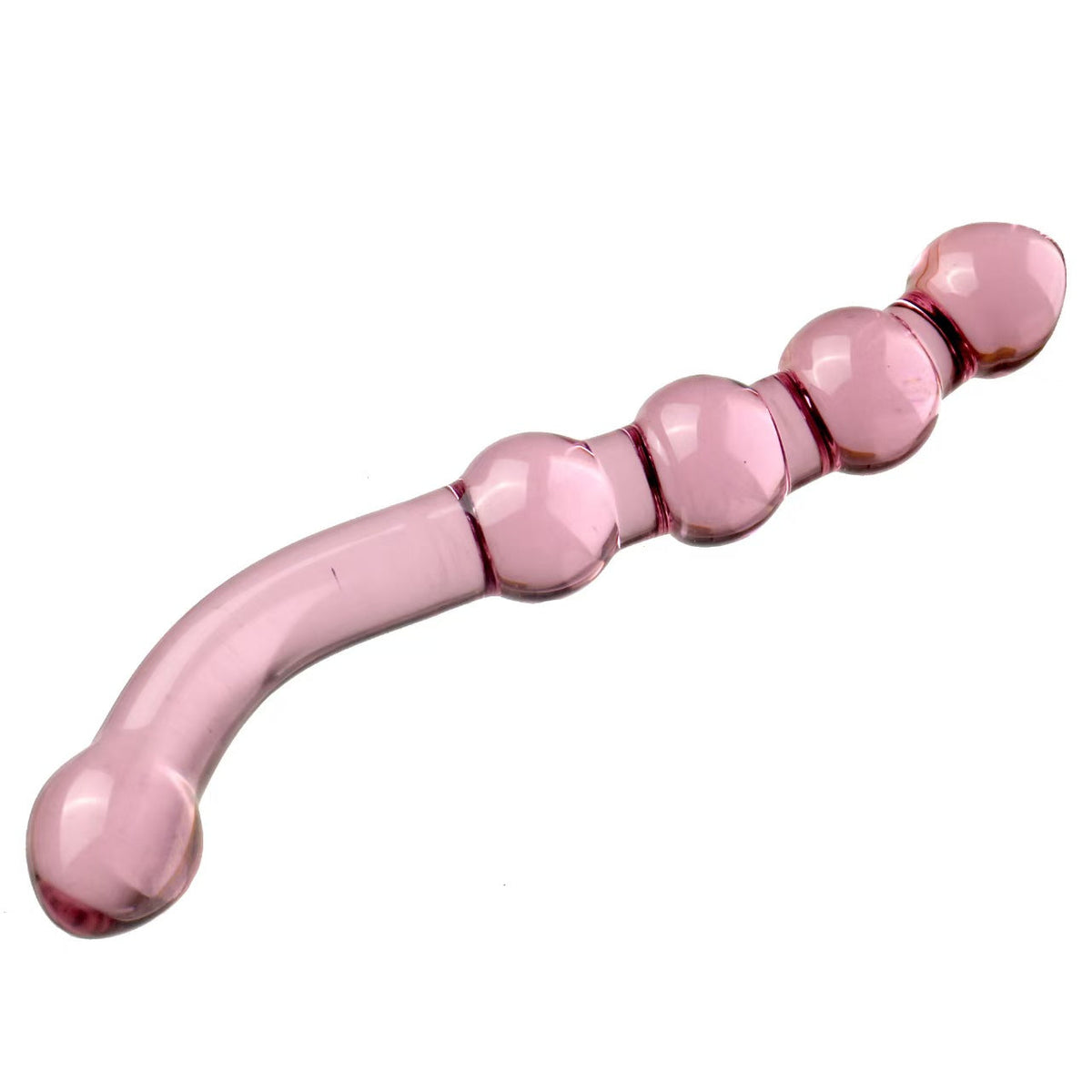 Przezroczyste szklane dildo z pięcioma koralikami