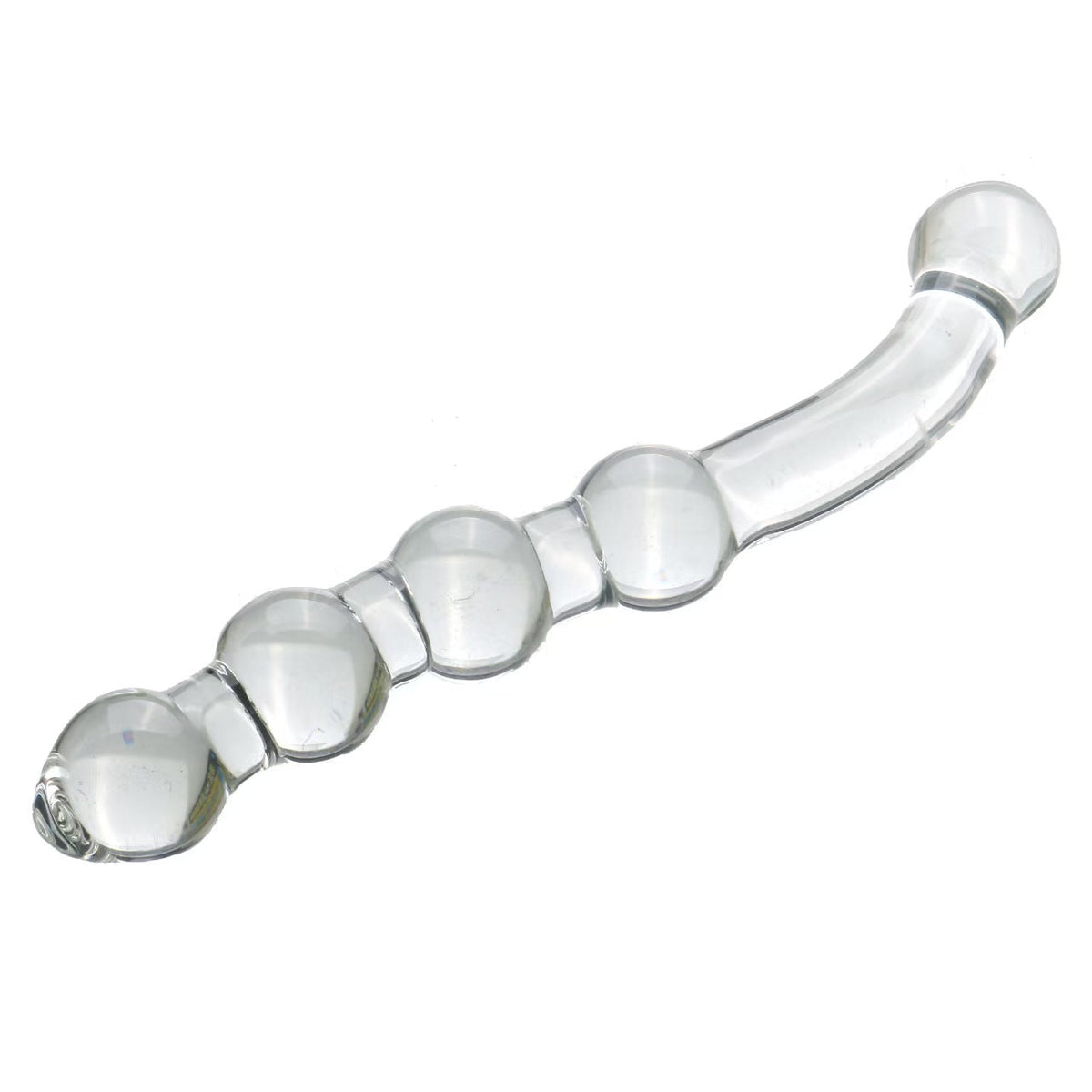 Gładkie koraliki szklanego dildo w zbliżeniu