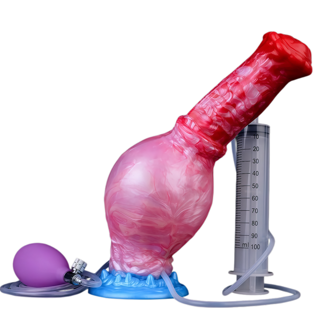 Pompowane horse dildo z pompką i strzykawką