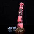 Różowo-czarne horse dildo z podwójnym węzłem — schemat wymiarów kolejnego wariantu