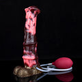 Różowo-czarne horse dildo z podwójnym węzłem — schemat wymiarów kolejnego wariantu