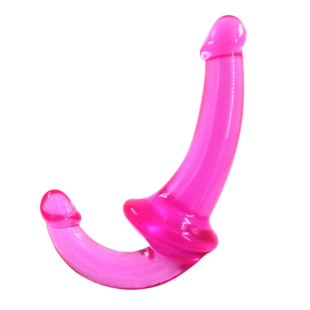 Przezroczyste strapless dildo z dwoma wygiętymi ramionami