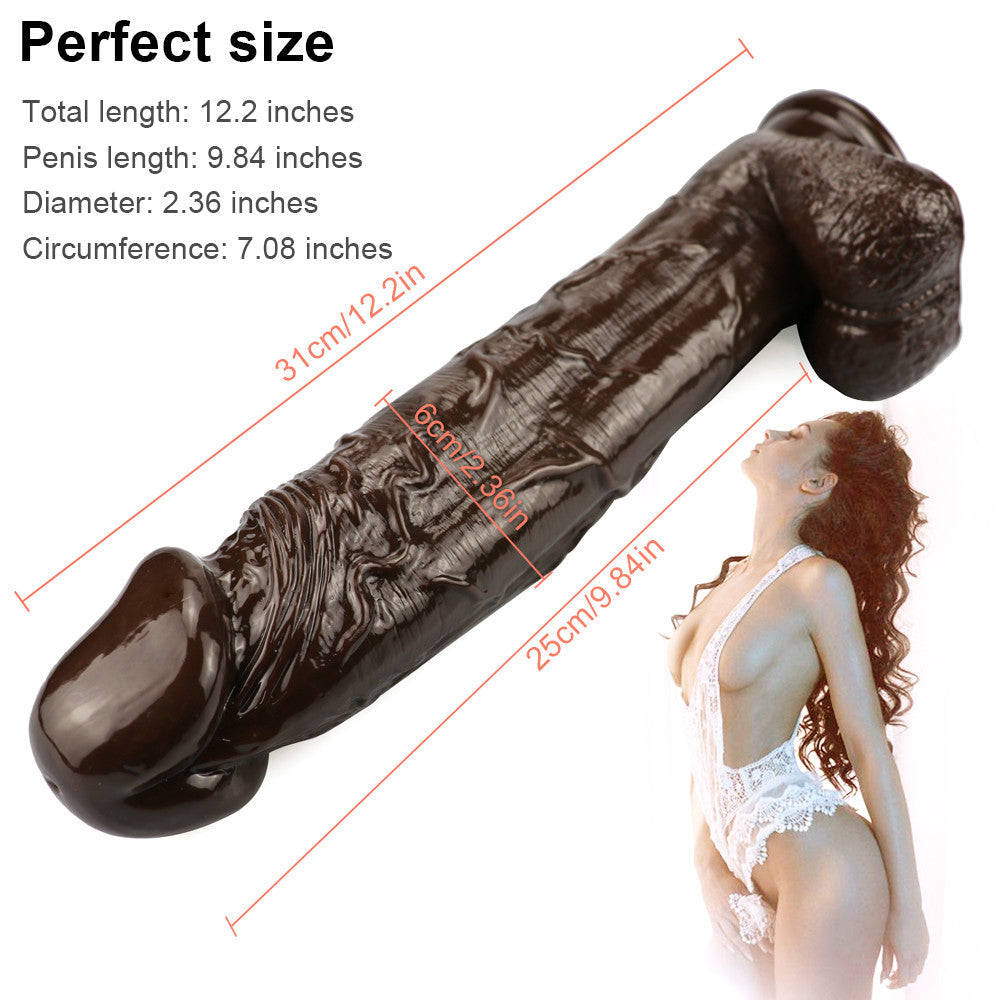 Brązowe long dildo realistyczne z przyssawką