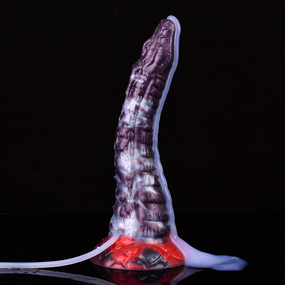 Fioletowe dragon dildo z łuskowatą fakturą i przyssawką