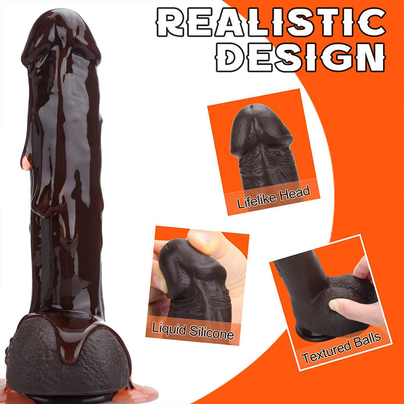 Automatic dildo z czarnym realistycznym trzonem i przyssawką