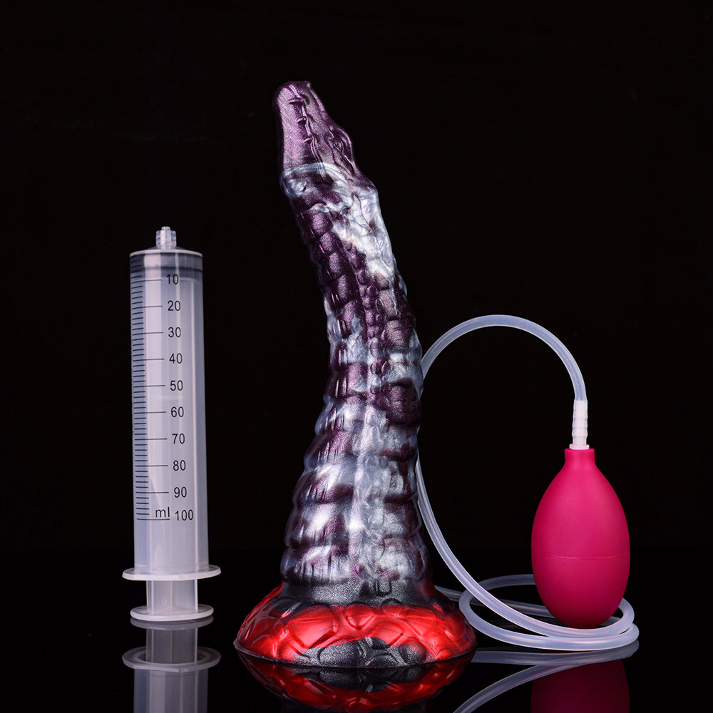 Fioletowe dragon dildo z łuskowatą fakturą i przyssawką