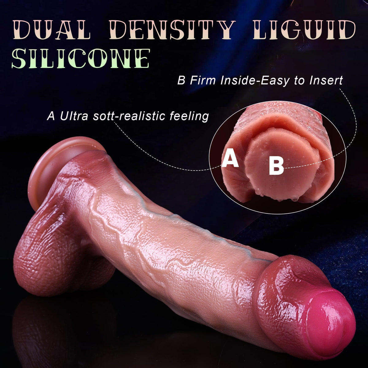 Przekrój konstrukcji Dual Density realistycznego dildo