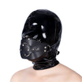 Czarny dildo gag z krótką wkładką — maska z zamontowaną wkładką
