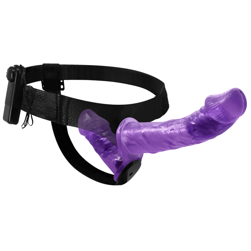 Podwójne strap on dildo z regulowaną uprzężą