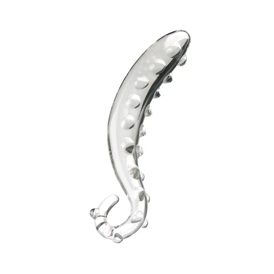Przezroczyste tentacle dildo ze szkła z wypukłą fakturą