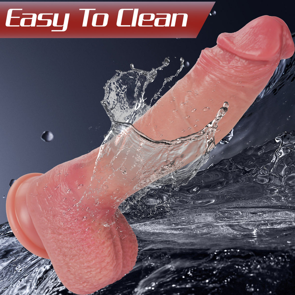 Czyszczenie powierzchni wibrującego dildo pod bieżącą wodą