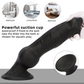 Czarne dog dildo z przyssawką — zbliżenie podstawy i faktury