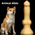 Żółte dog dildo z węzłem i szeroką podstawą