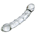 Przezroczyste podwójne dildo ze szkła — widok z boku