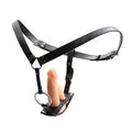 Czarna uprząż strap-on z wymienną końcówką — schemat wymiarów końcówki 10 cm