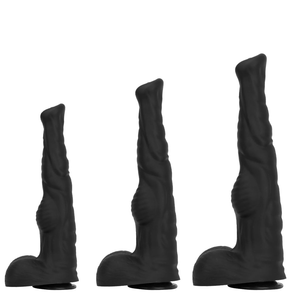 Boczne ujęcie końskiego dildo z szeroką podstawą
