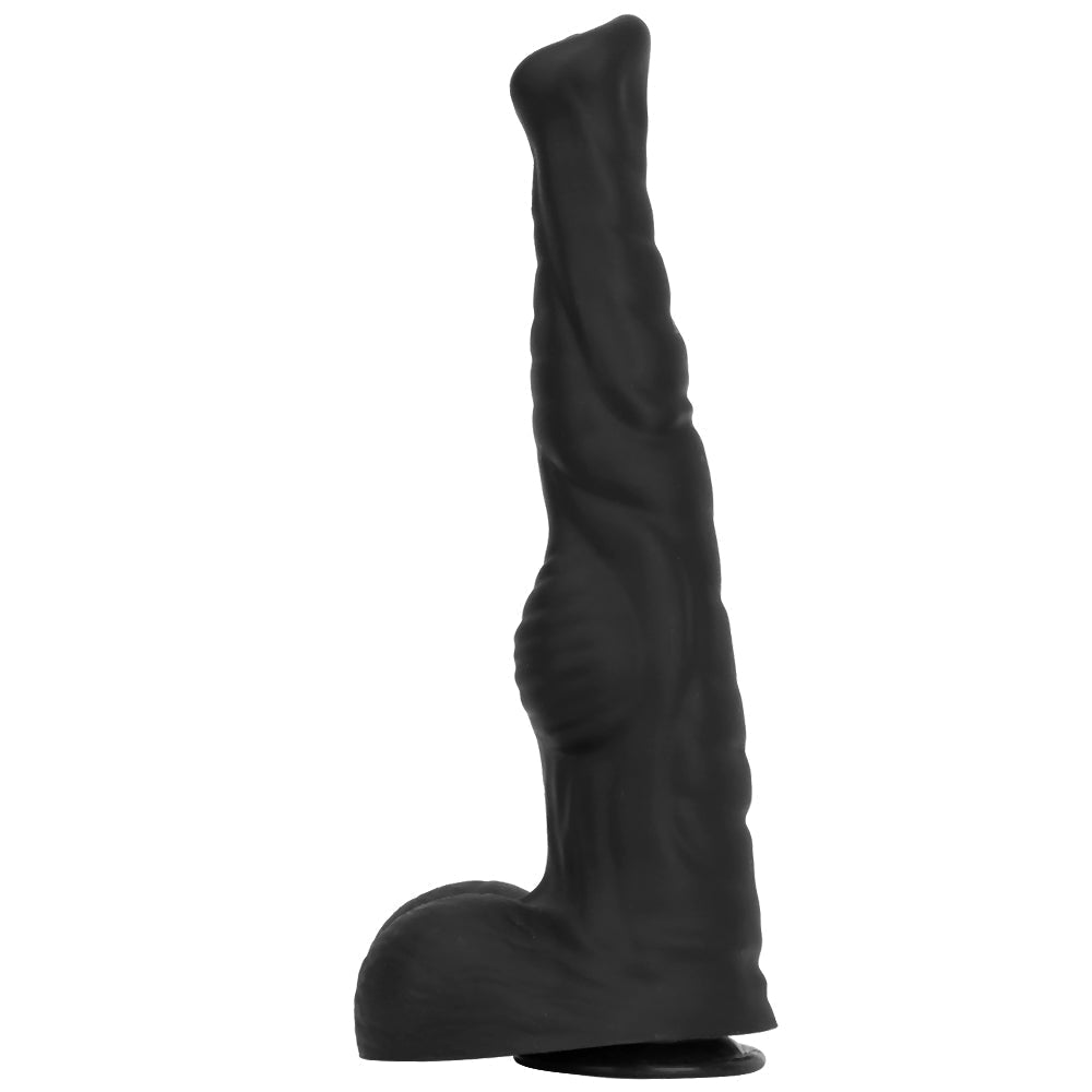 Czarne horse dildo ustawione pionowo