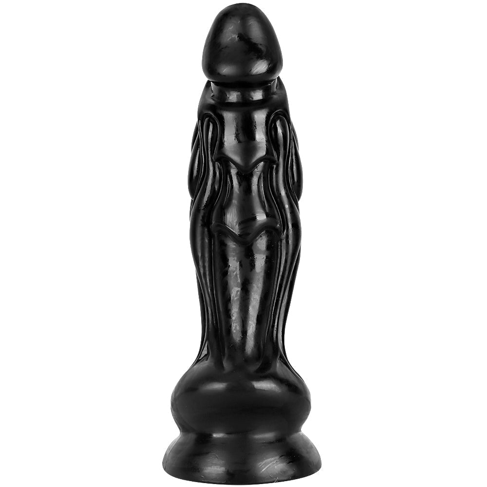 Warstwowe wypukłości na czarnym dragon dildo