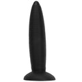 Zbliżenie wypukłych prążków czarnego dildo