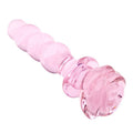 Różowe szklane dildo z różą — widok koralikowego produktu z różą