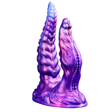Fioletowe podwójne dildo tentacle z dwoma ramionami