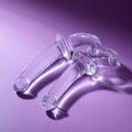 Przezroczyste strapless dildo z dwoma wygiętymi ramionami