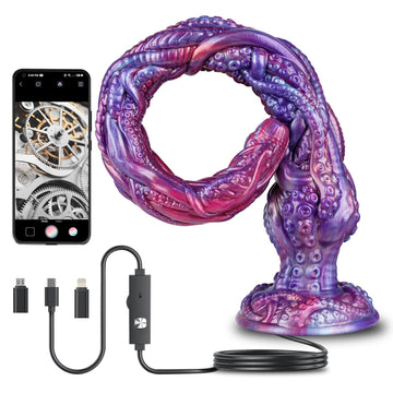 Fioletowy long anal plug z kamerą HD — kamera HD i przewód USB