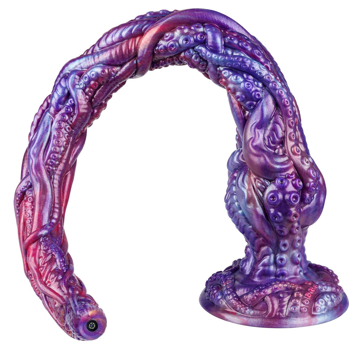 Fioletowy long anal plug z kamerą HD — widok produktu w łuku