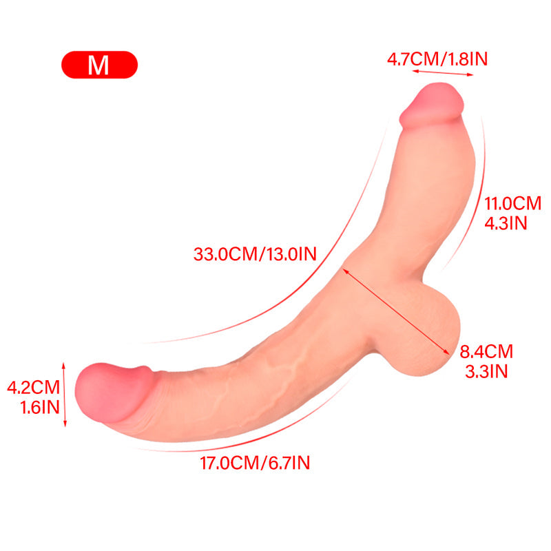 Podwójne realistyczne dildo — ilustracja elastycznego korpusu