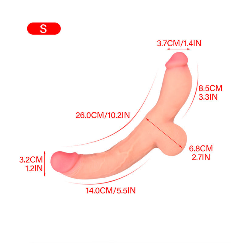 Podwójne realistyczne dildo — schemat wymiarów wariantu S