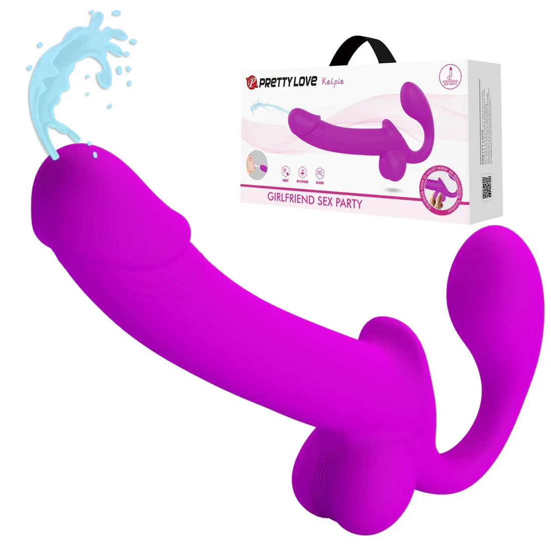 Fioletowe strapless dildo z dwoma ramionami