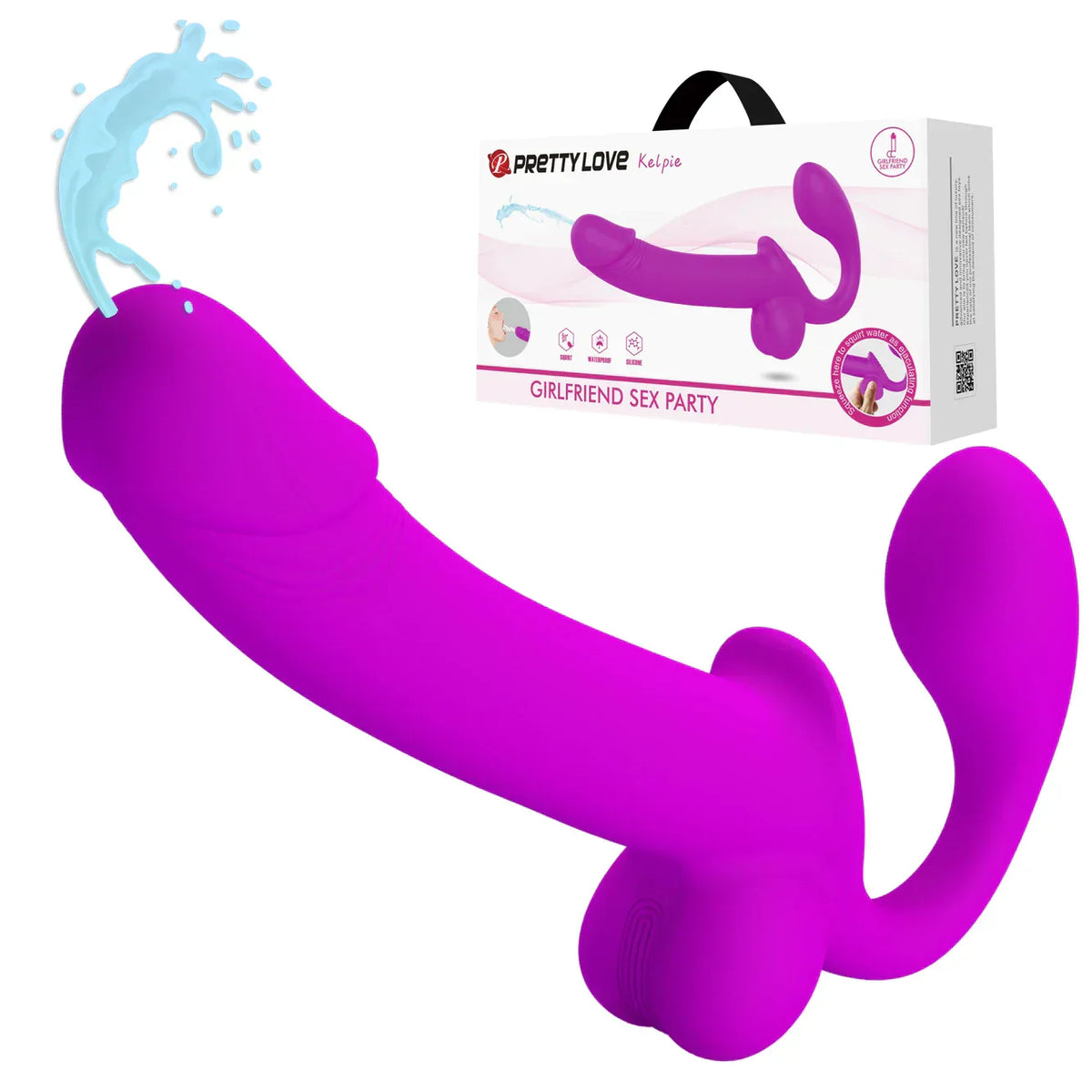Fioletowe strapless dildo z dwoma ramionami