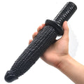 Czarne teksturowane dildo kukurydza z wygodnym uchwytem