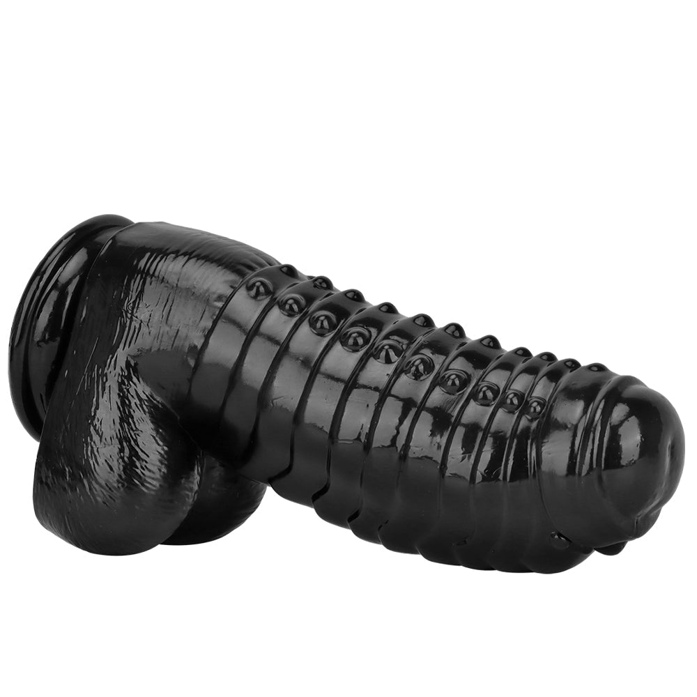 Czarne dildo z szeroką okrągłą podstawą