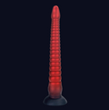 Czerwone dildo fantasy z segmentowaną powierzchnią
