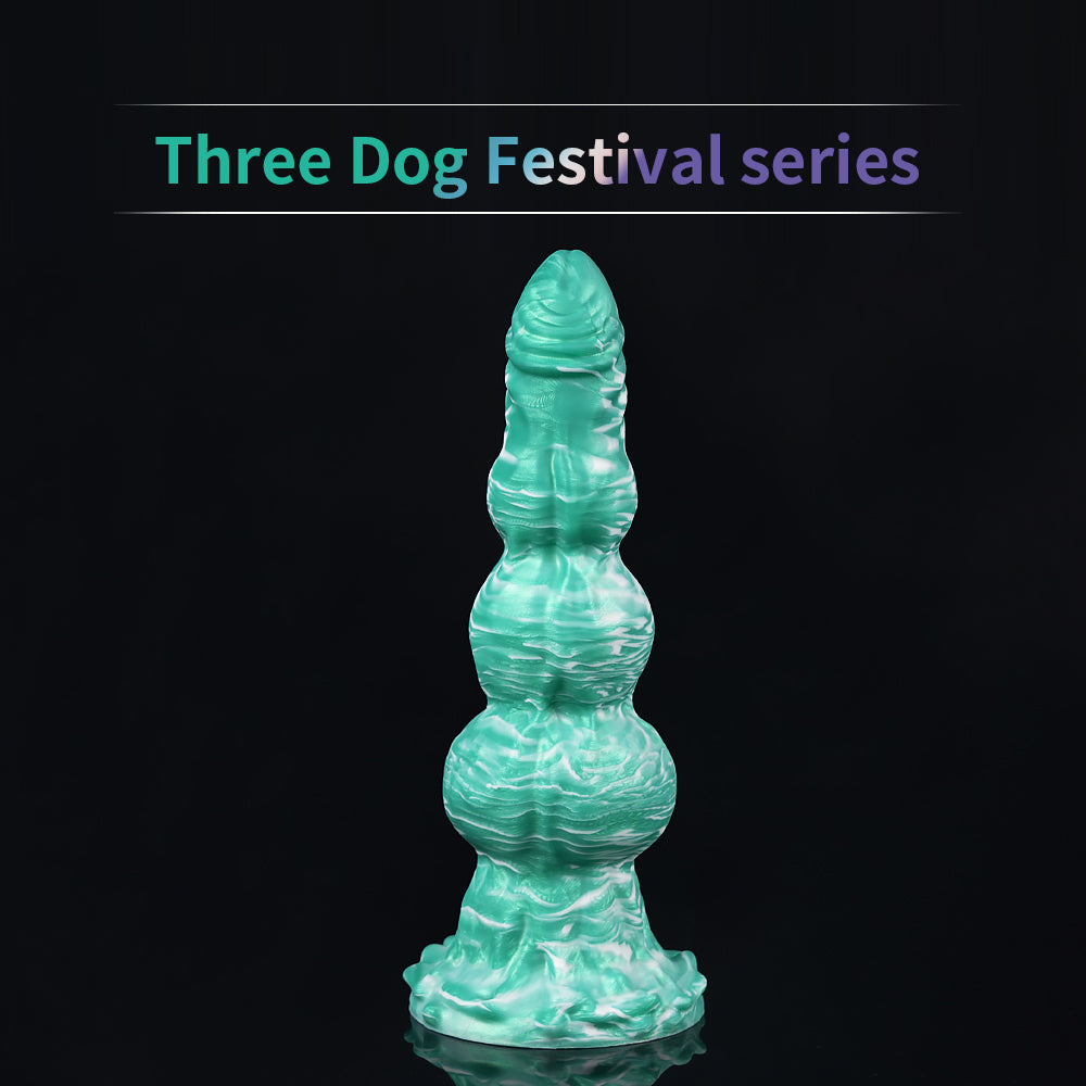 Zielone dildo fantasy z trzema węzłami
